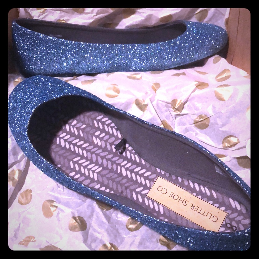 Blue glitter flats